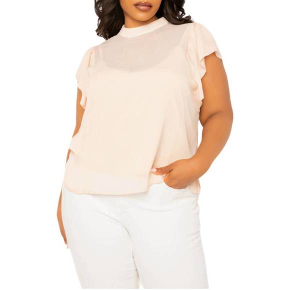 NEW BUXOM CURVY baige top - plus in pink - Picture 1 of 3